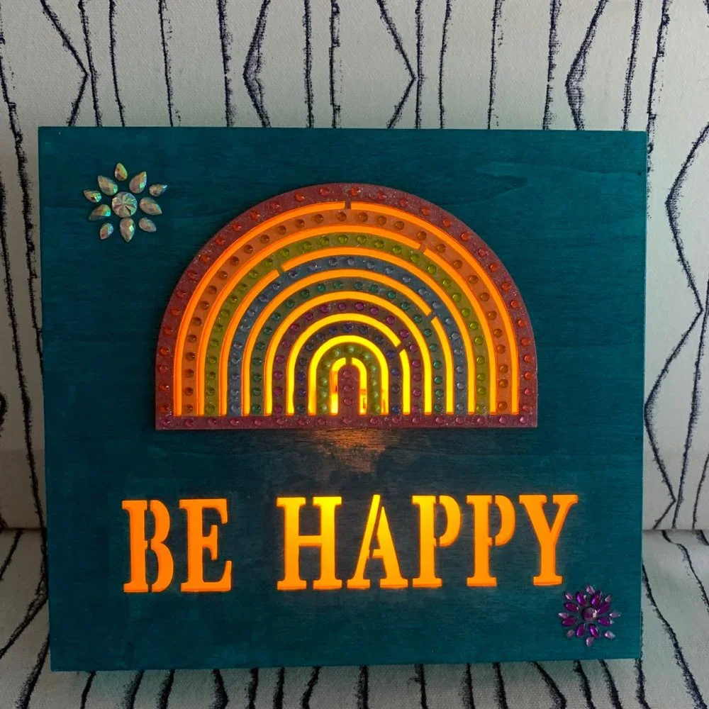 ⭐️#590 Hand Painted Wooden Rainbow Night Light